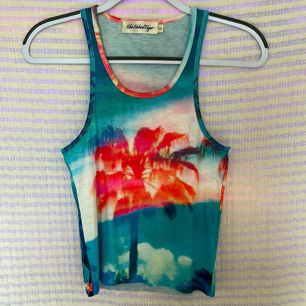 The Naked Gypsy Women's Teal Tropical Print Tank Top